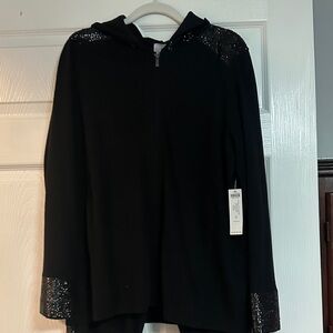Chico's Elegant Black Sequin Hoodie